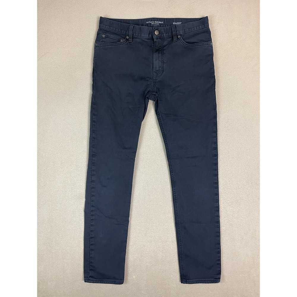 Banana Republic Traveler Pants Mens 32x32 Black Slim Fit Mid Rise Straight Leg